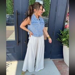 Mustard Seed Daisy Distressed Denim Vest